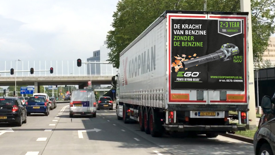 Altermedia EGO Ego  Power Plus vrachtwagenreclame Trailerreclame Truck Advertising