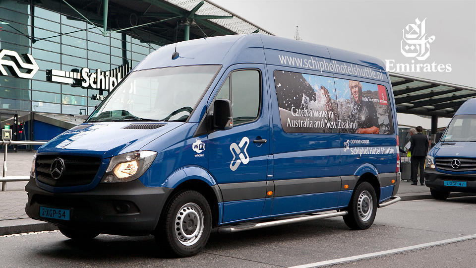 Altermedia Emirates Schiphol Hotel Shuttle Taxireclame