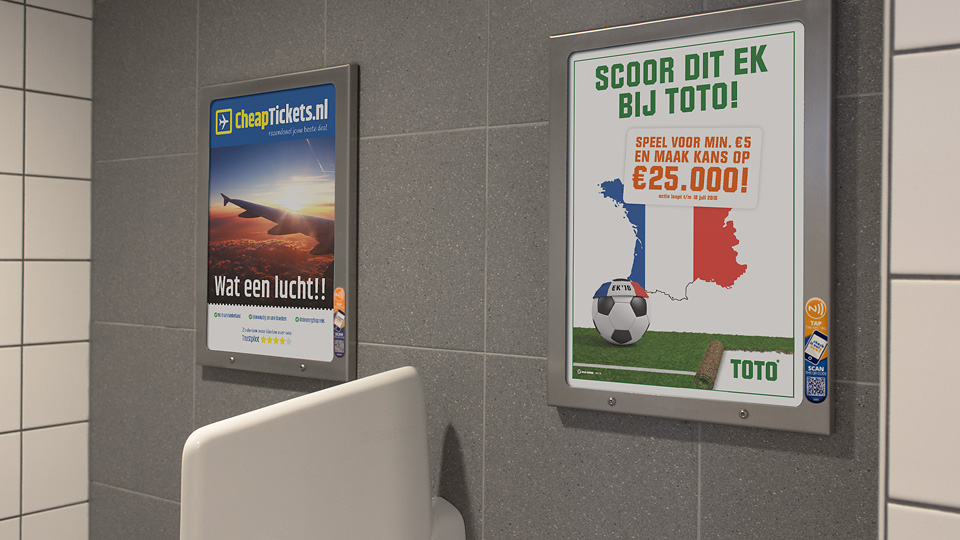 Altermedia Nederlandse Loterij Toto Toiletreclame WCreclame Toiletmedia Washroom media