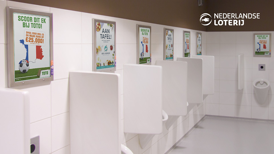 Altermedia Nederlandse Loterij Toto Toiletreclame WCreclame Toiletmedia Washroom media