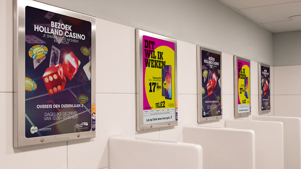 Altermedia Holland Casino Utrecht WCreclame Toiletmedia Washroom media