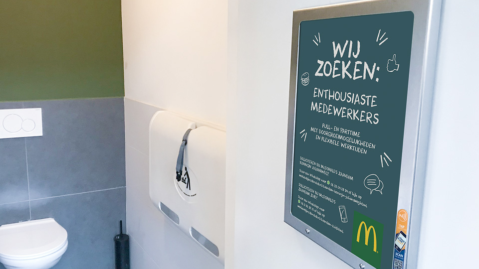 Altermedia Mc Donald's Nederland Zaandam Toiletreclame WCreclame Toiletmedia Washroom media