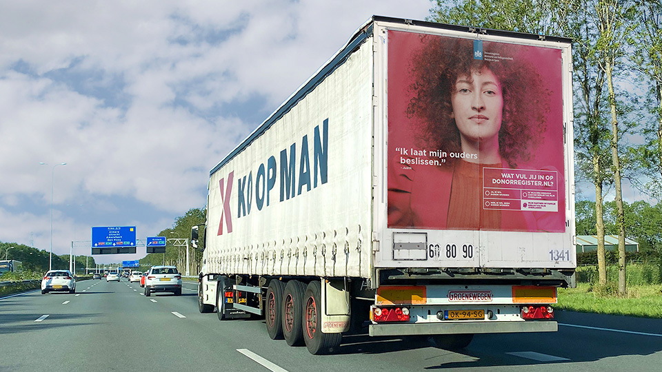 Altermedia Ministerie van Volksgezondheid Welzijn en Sport Donorregister Vrachtwagenreclame Trailerreclame Truck Advertising